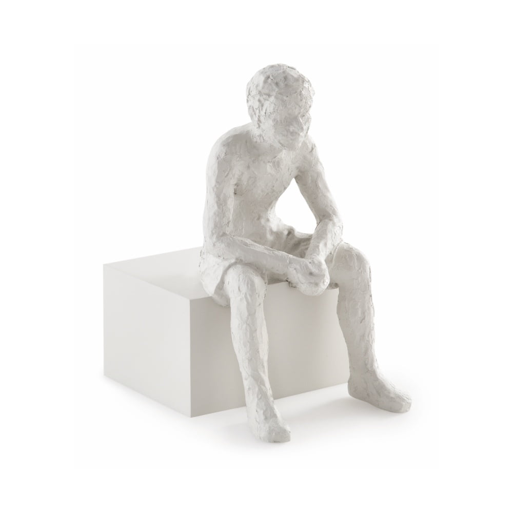 Escultura Homem Sentado Branca