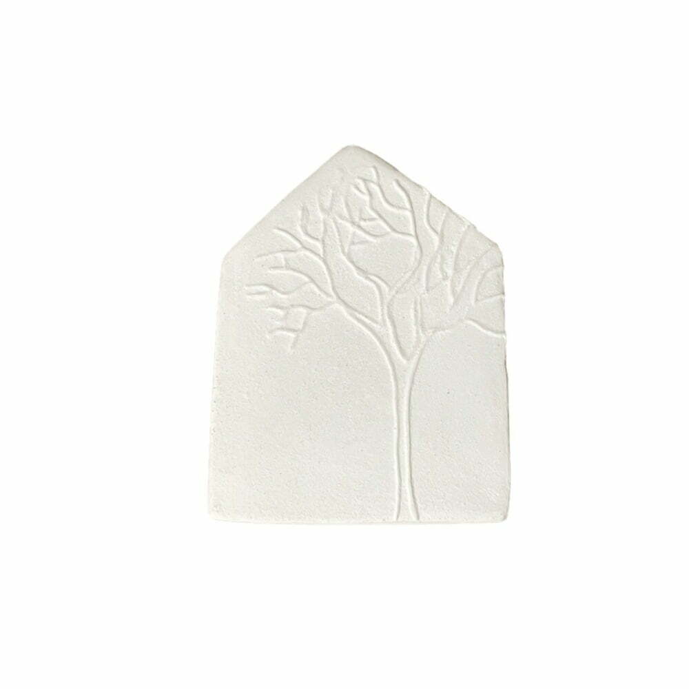 Casinha Árvore Estampada Branca Pequena Cerâmica Cinthya Gavião