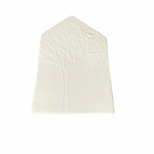 Casinha Árvore Estampada Branca Cerâmica Cinthya Gavião