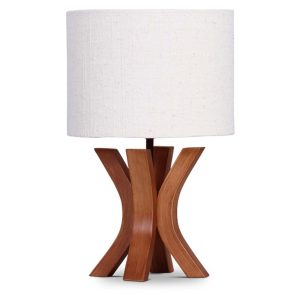 1011.03_124.05 Abajur imbuia 32x20cm Cúpula cilíndrica relevo 20x20x15cm