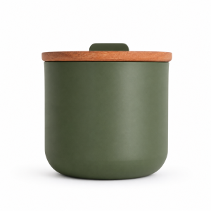 Coleção Kobe – Pote Verde Militar M em Madeira Natural Estúdio Iludi