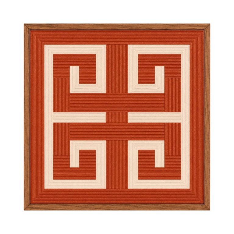 Quadrinho linho terracota e creme